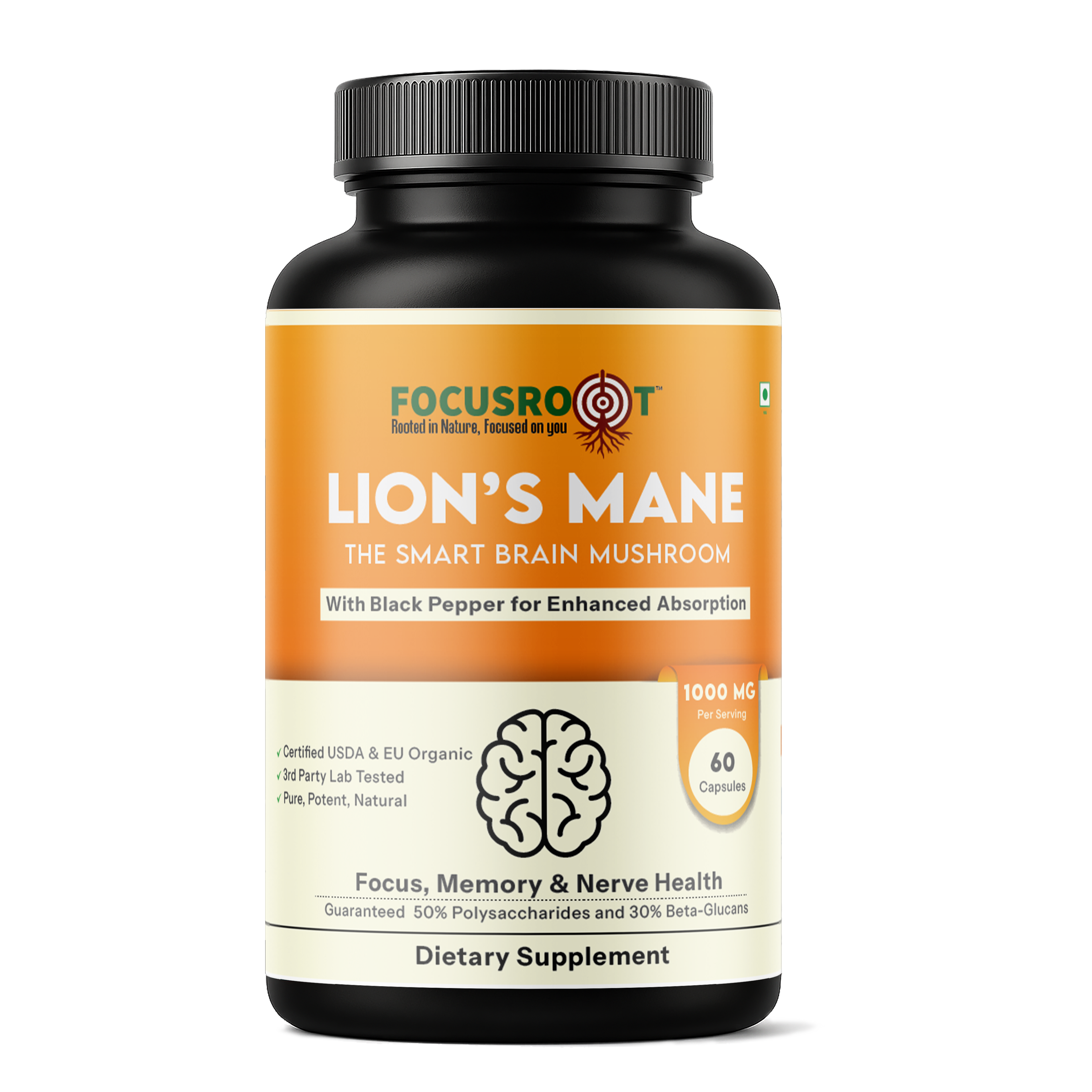 Lion’s Mane Mushroom Extract Capsules | Brain, Memory & Focus Supplement